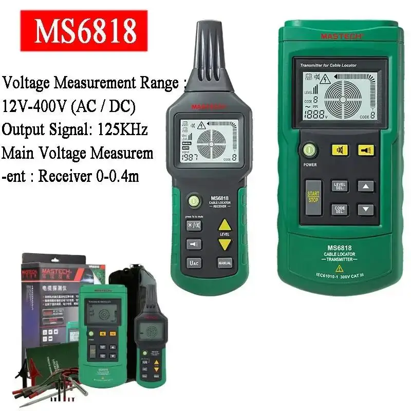 Mastech LAN 네트워크 케이블 테스터 전화 와이어 트래커 파이프 위치 감지기, Cat5 Cat5E Cat6 Cat6E RJ45 RJ11 용, MS6818
