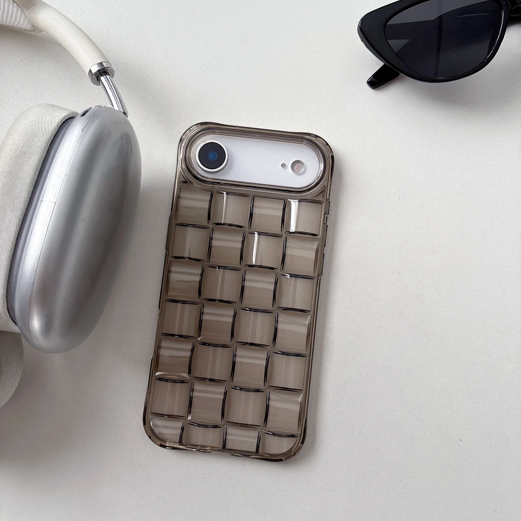 Creative Transparent Green-Grey 3D Weaving Pattern Phone Cover Case