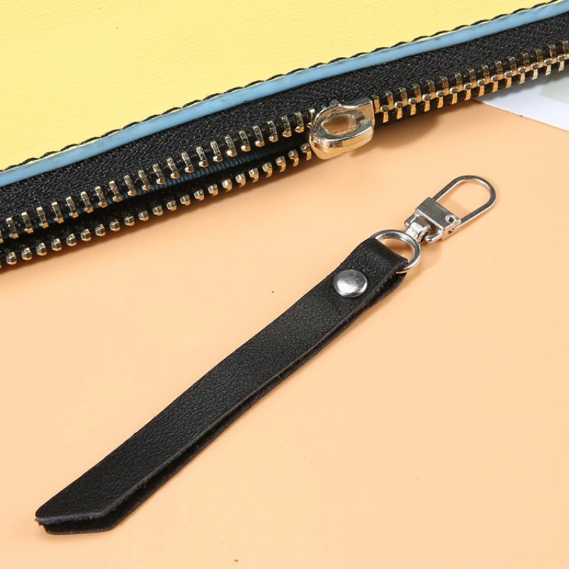 Detachable Metal Zipper Puller with Leather-Universal Use Slider Pendant Charm for Jackets Bags Sewing Accessories