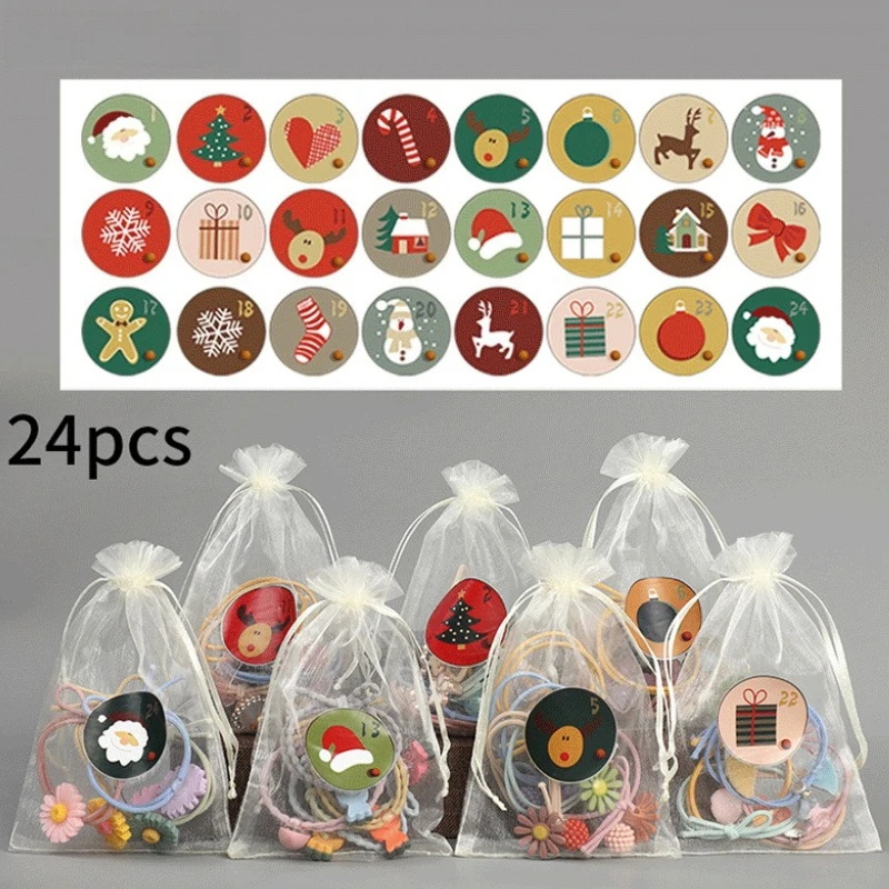 Cute Creative Christmas Pattern Advent Calendar Countdown 1-24 Gift Decoration Stickers Creative Sticker Set Children's Gifts