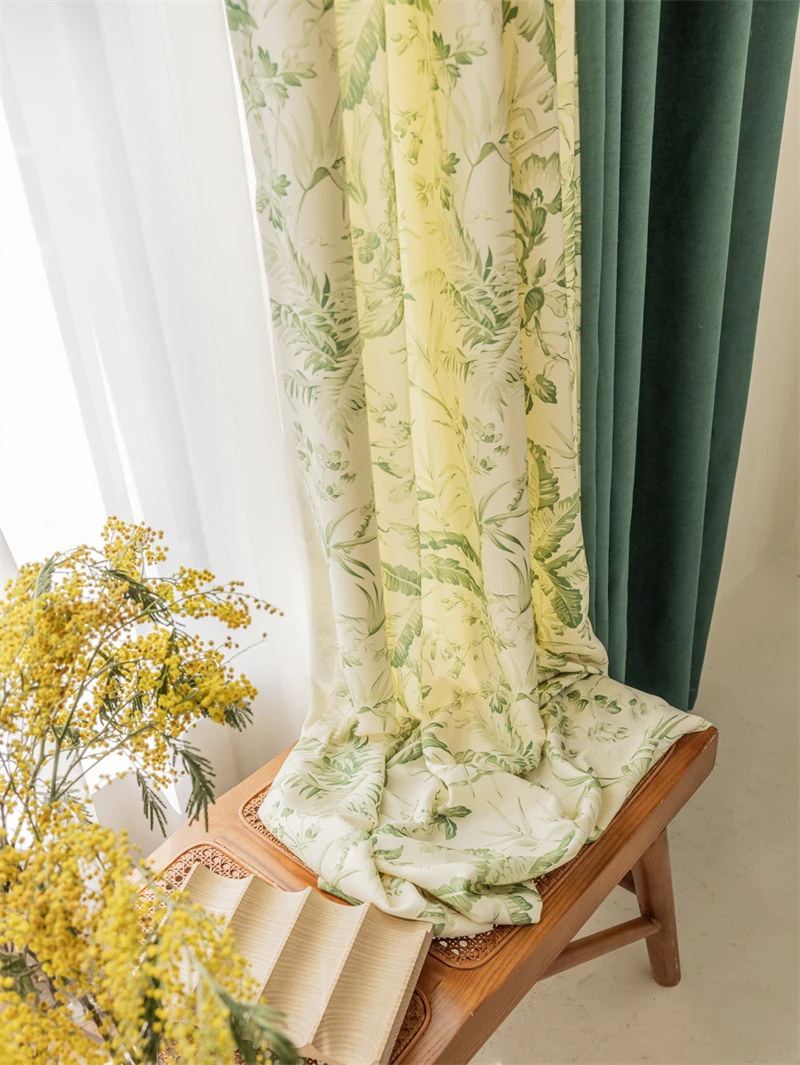 Mandag aldrig på en ferie American Country Pastoral Green Leaf Print Blackout Curtains Fou Bedroom  Living Room Cortinas Romantic Home Decor Tulle Curtains - Curtain -  AliExpress