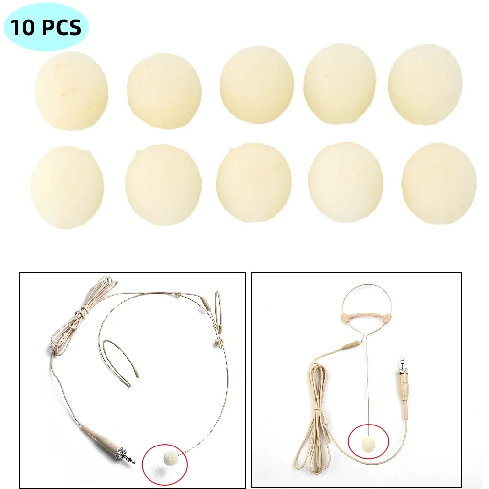 Microphone Windscreen Sponge Cover Headset Mic Foam Cover Protective Cap For Gooseneck Meeting Mic Beige Parts 10PCS microphone windscreen