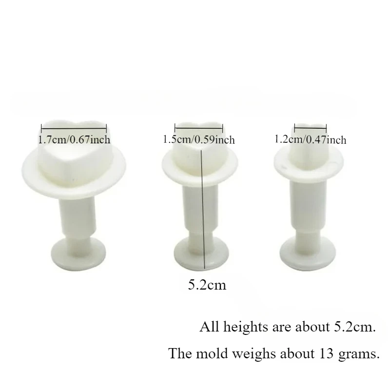 3Pcs/Set Heart Cake Decorating Tools Cake Plunger Cookie Cutter Diy Mold Kitchen Accessories Cookie Stamp Baking Accessories
