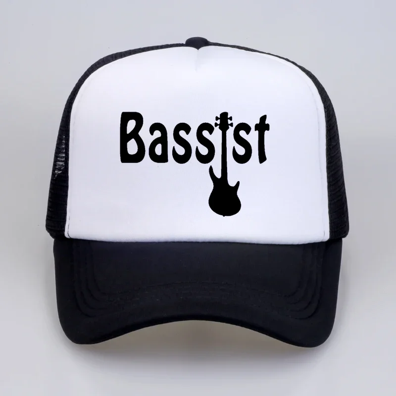 

New Style Bassist Guitar hat Funny music band bass guitarist rock Baseball caps cool Summer Mesh Trucker Cap Unisex snapback hat