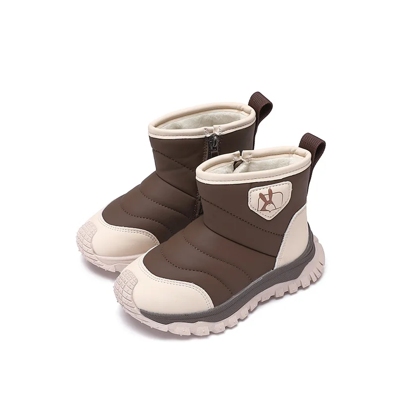 2024 어린이 스노우 부츠, 소년 소녀 짧은 다리, 한국 두꺼운 밑창, 양털 겨울 부츠