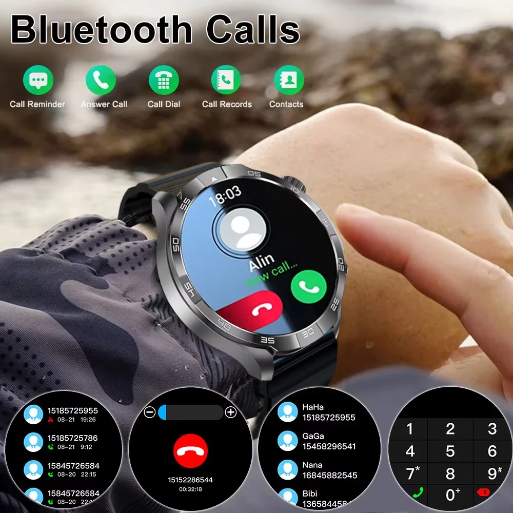 GT5 PRO New GPS Sports Smart Watch Men 1.85 inch HD AMOLED Screen Waterproof Compass NFC BT Call 2025 Outdoor Fitness Smartwatch