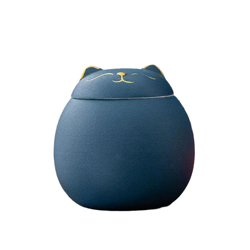 Cat Ceramic Tea Canister Storage Organizer Tea Porcelain Box with Lid Moisture Proof Gift Cute Pets Household Sealed Jar tea canister