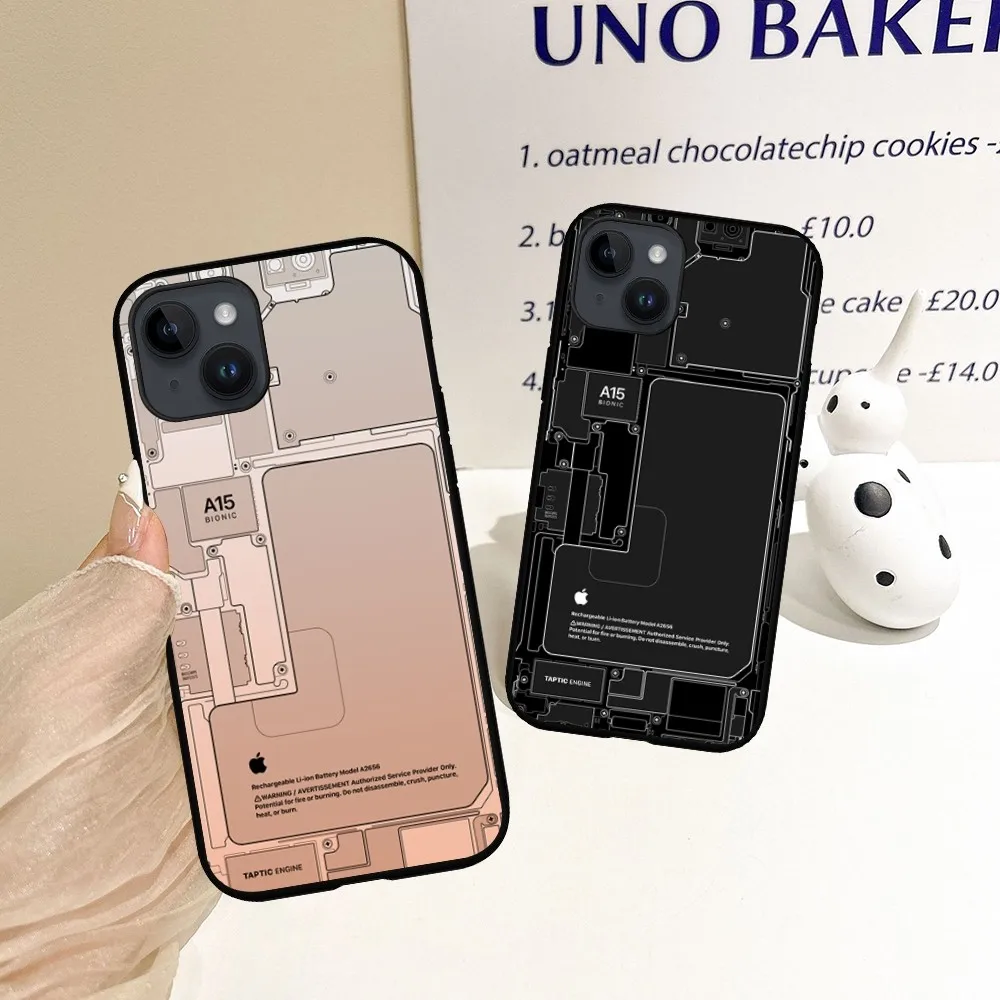 I-Iphone Teardown Chip  Phone Case For Iphone 15 14 13 12 11 X Xr Xs Xsmax 8 7 Plus Mini Pro Max Soft Black Phone Cover