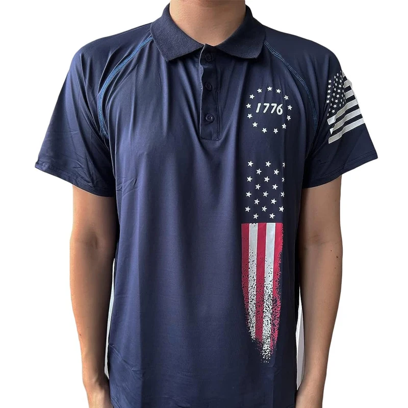 1776 Independence Day Military Polo Shirt Men T-shirt American Flag Short Sleeve Men's Clothing Tops Outdoor Men Golf Polo Shirt