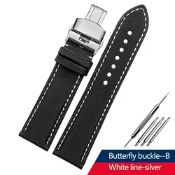 Enhanced Nylon Strap for Sport Watches - Blue Water Ghost Design, Available in Multiple Sizes (A Black white silver)