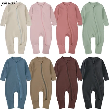 0-24M Baby Romper Thicken Bamboo Fiber Clothes Ribbed Long-sleeved Pajamas Infant Jumpsuit Newborn Boy Girl Bodysuit Sleepwear