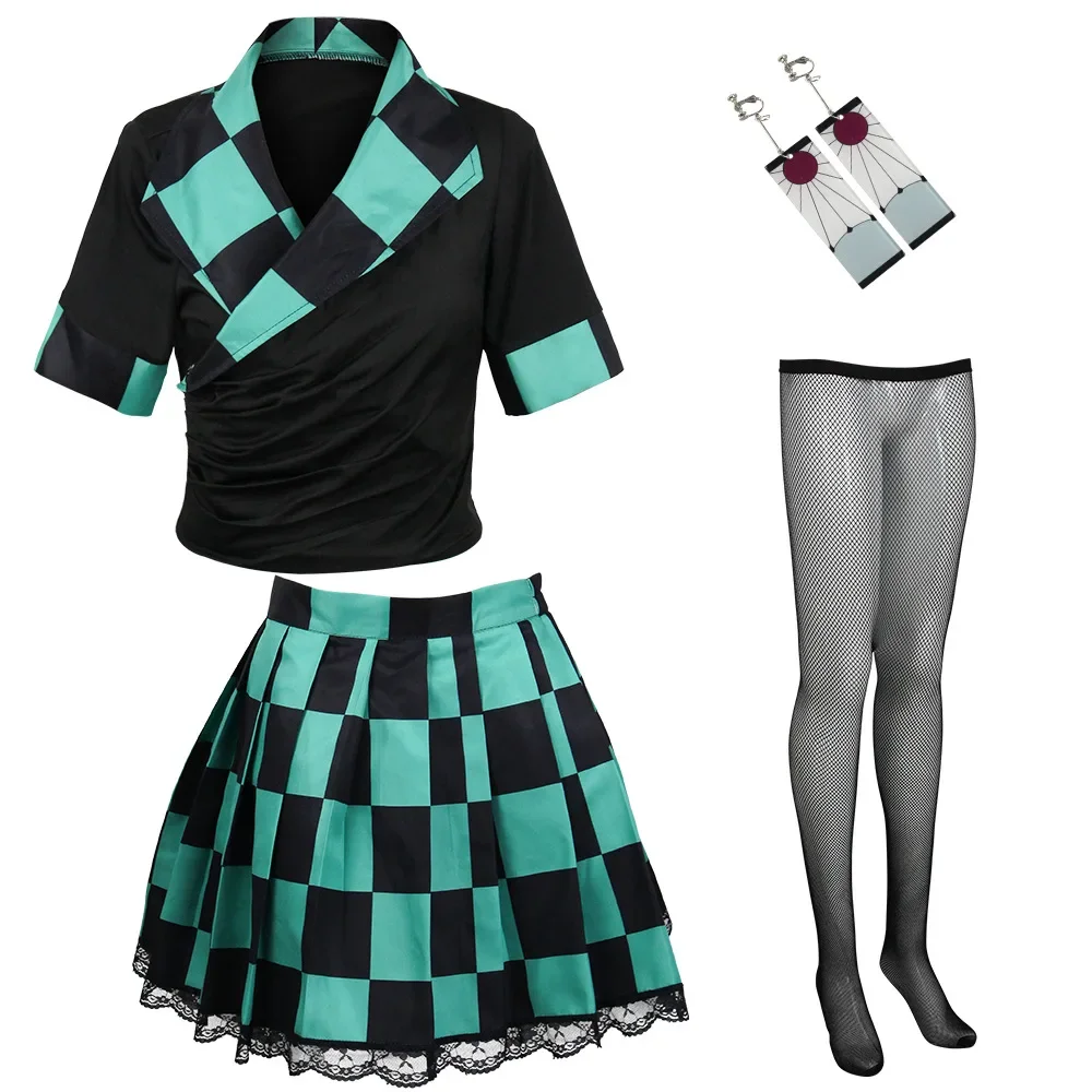 Japanese Anime Shinobu Kocho Cosplay Costume Skirt Top Dress Kamado Kimono Uniform Outfits Hallowen Carnival Party Suit Roleplay