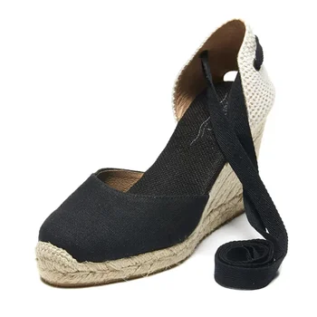 Comfort Wedges Sandals for Women Weave High Heels Summer Hollow Shoes Round Toe with Ankle Strap Platform Sandals