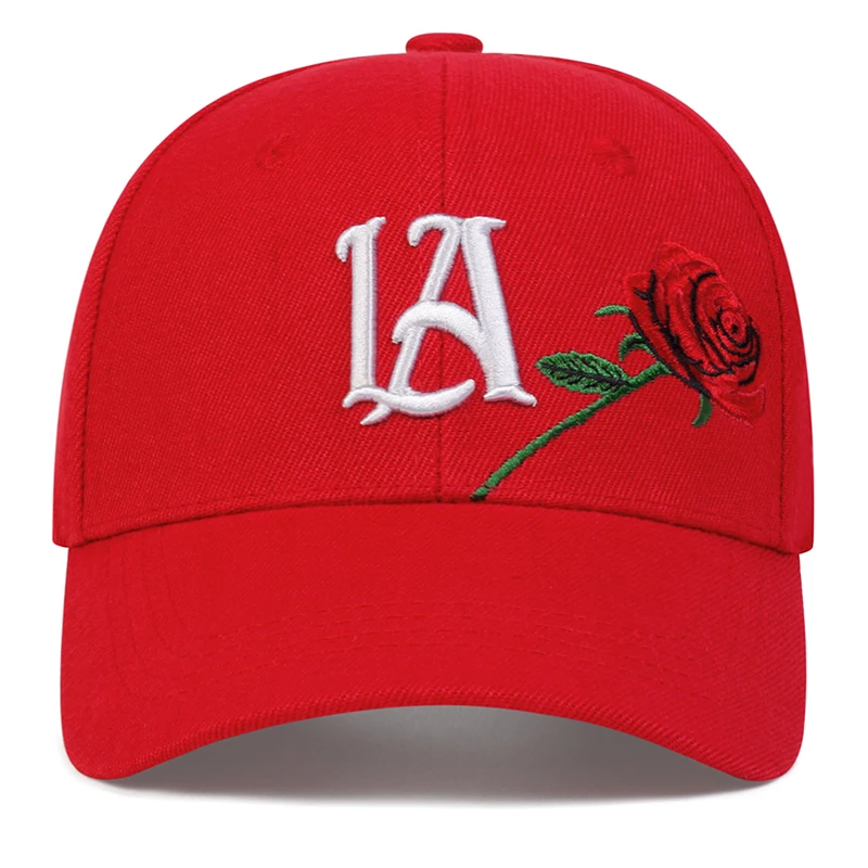 Unisex-Baseballmützen mit LA-Rose-Stickerei, für Frühling und Herbst, für den Außenbereich, verstellbare Freizeithüte, Sonnenschutzhut – Detail 11