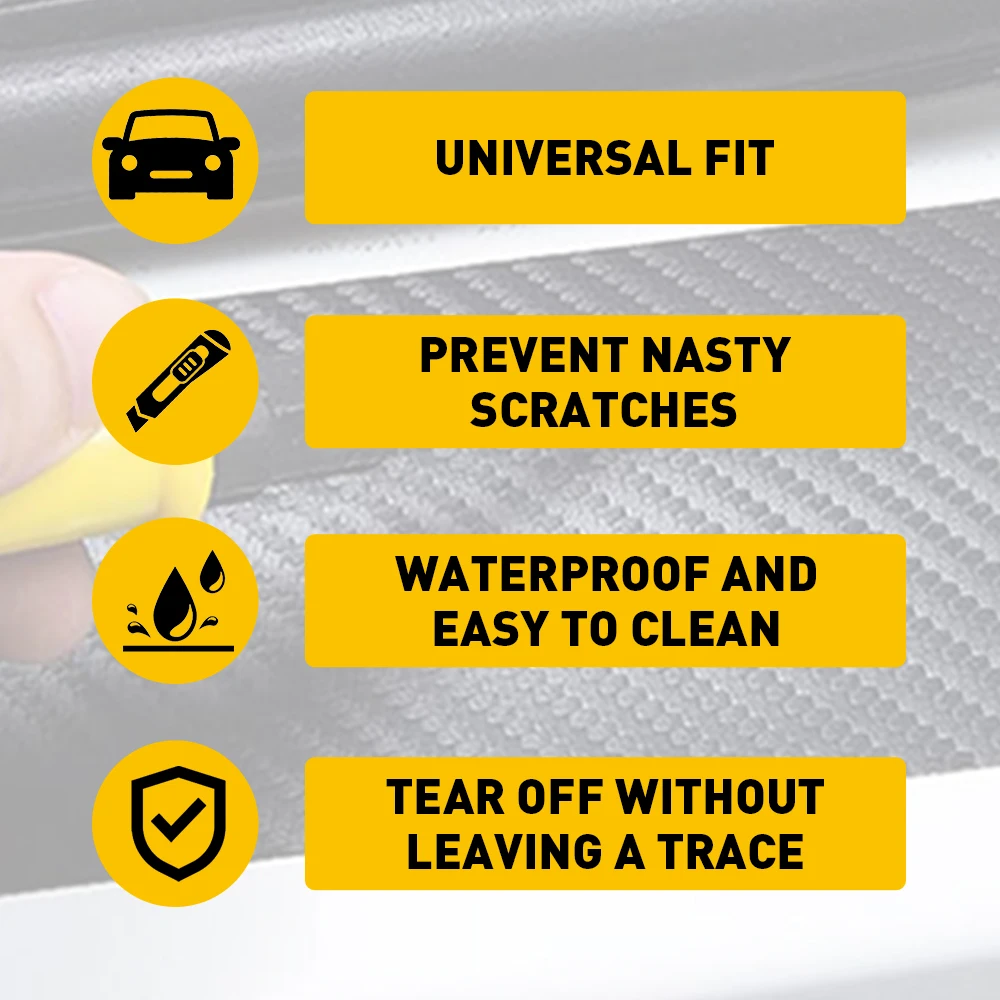 4x For Toyota Accessory Tri-Color Car Door Sill Waterproof Carbon Fiber Sticker for Toyota 4Runner RAV4 Camry Highlander Tundra