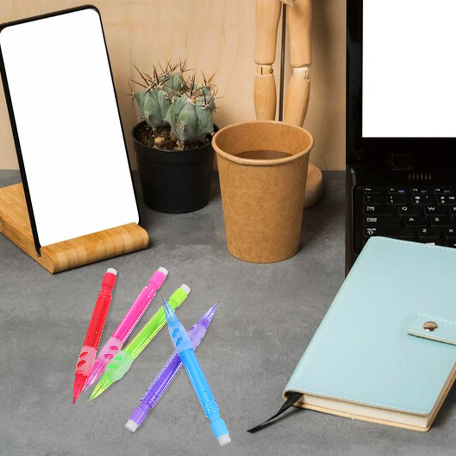 10pcs Mini Mechanical Pencils 0.7Mm Automatic Pencils Eraser Smooth Writing Plastic Pocket Pencil For School Office Kids