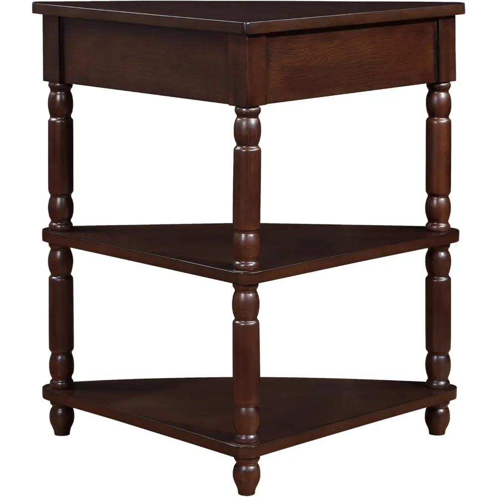 Small space door corner table, triangular side table TV stand, small drawer and storage shelf, easy to assemble 3