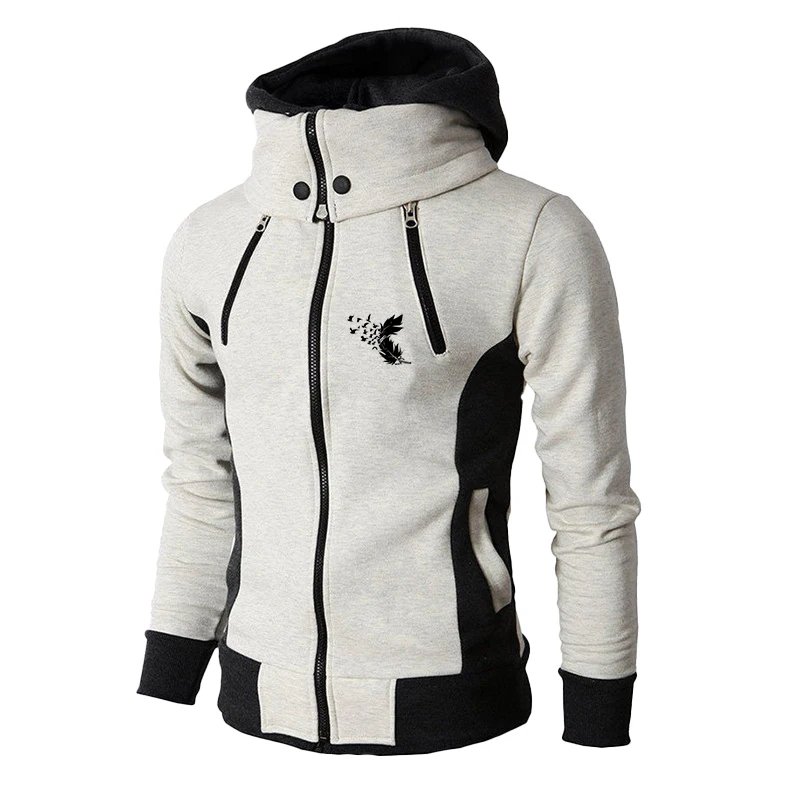 Men's Fashion Slim Fit Outdoor Winter Zipper Hooded Sweatshirt Jacket Casual Warm Coat Jacket Casual Warm Four Zipper Hoodie
