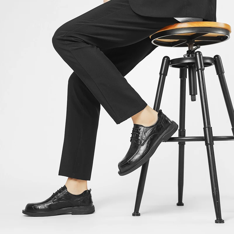 2023 Fashion New Men's Business Dress Shoes Lace Up Work Shoes Men's Genuine Leather Shoes Park Walking Shoes Free Delivery