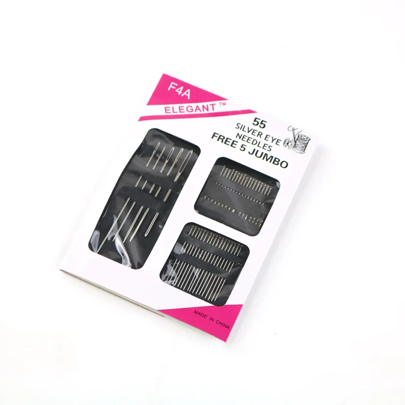 Sewing Needle 55 Pieces Stainless Steel Big Eye Hand Sewing Needles Set Different Sizes Sewing Needlework Embroidery
