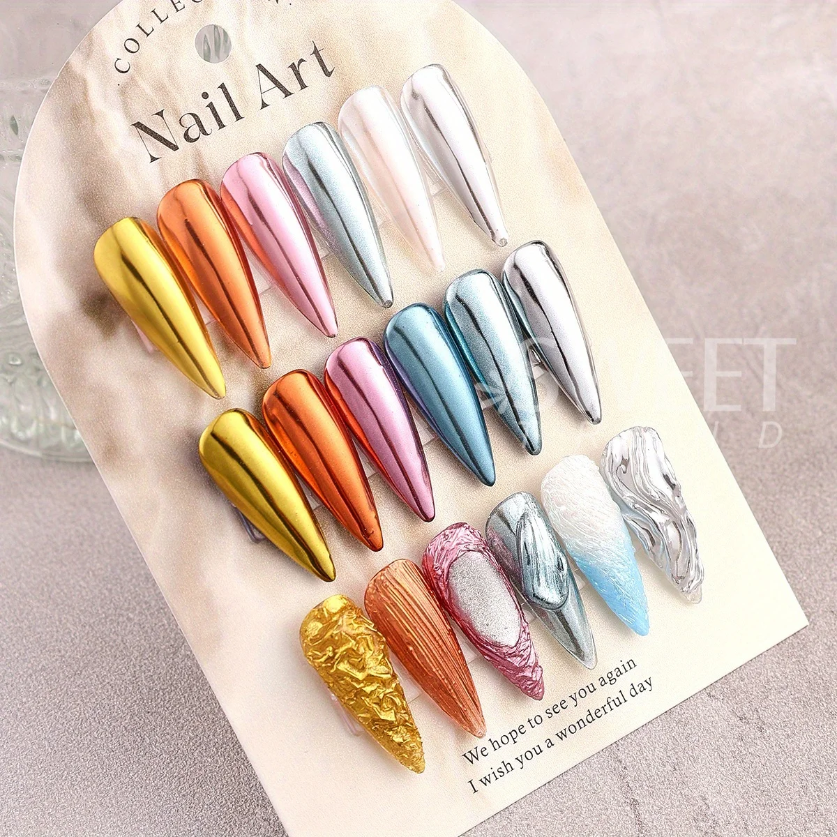 6pcs Gold Silver Metallic Nail Mirror Powder Y2K Metal Blue Glitter Jewelry Summer Aurora Chrome Dust Decoration Manicure Flash