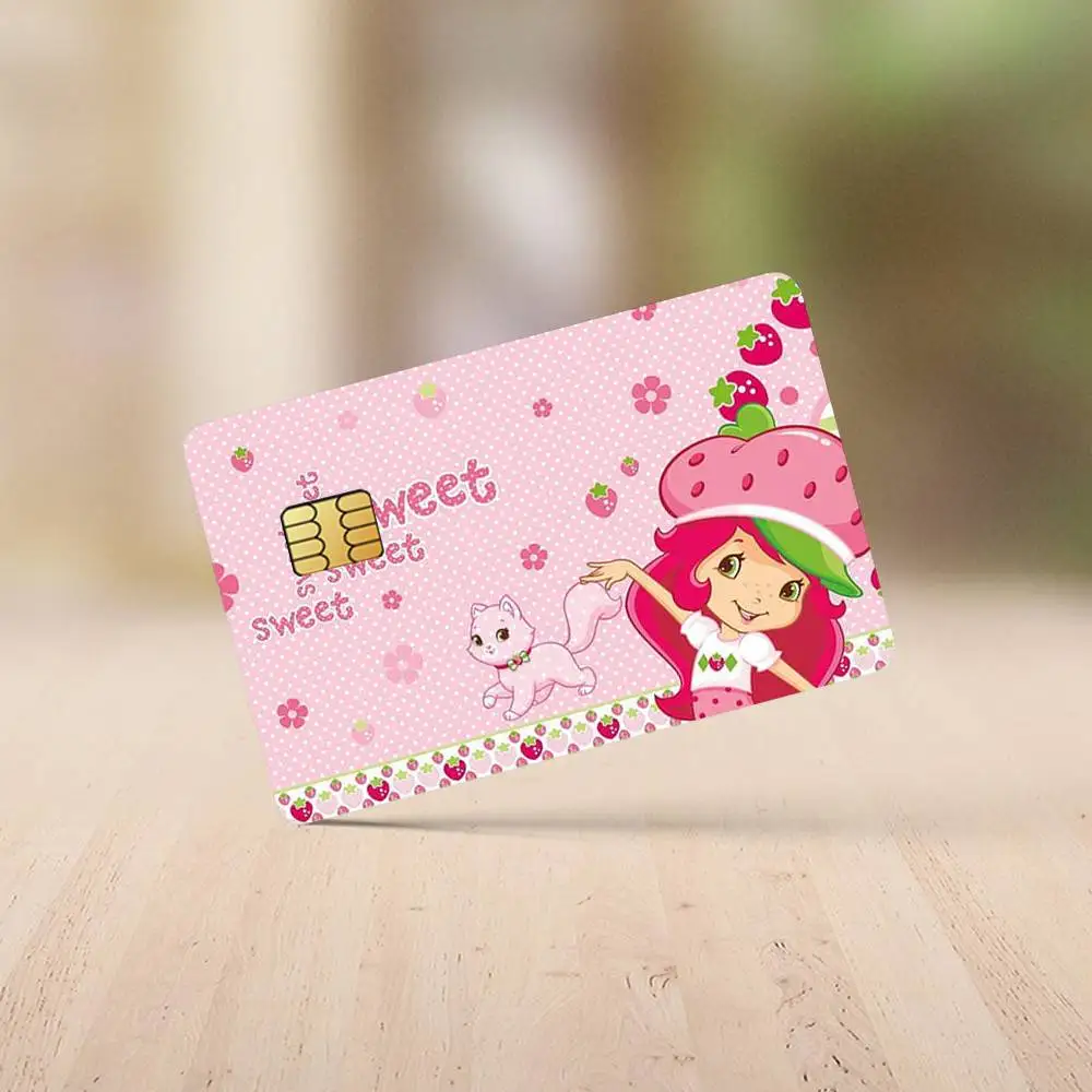 Niedliche S-Erdbeer-Cartoon S-Shortcake-S Kreditkarten-Aufkleber für Bank-Debit, dekorativer Schutz, 4 Stück, kratzfest, wasserdicht – Detail 8