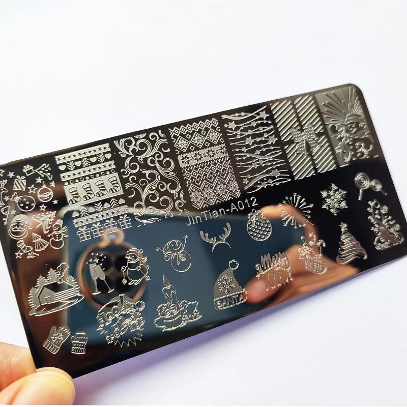 Description Picture 3 of itemChristmas Nail Stamping Plate Winter Nails Design Nail Art Printing Stencils Nail Stamp Templates Snowflake Nail Template Tools