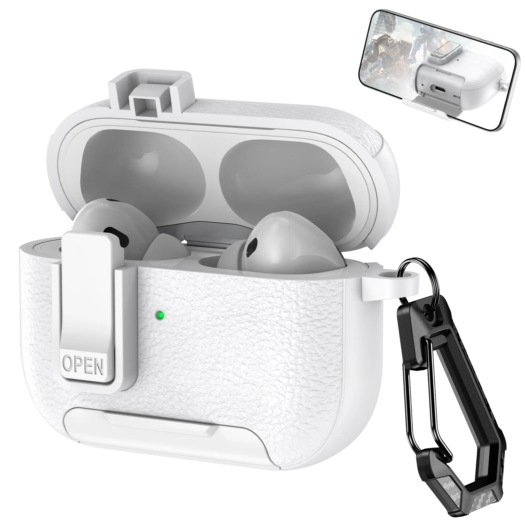 Versatile Bluetooth Headset Case with Hook and Phone Holder Feature