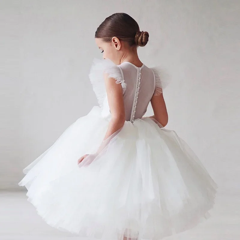 3-8 Year Girls Princess Dress Sequin Lace Tulle Wedding Party Tutu Fluffy Gown For Children Kids Evening Formal Pageant