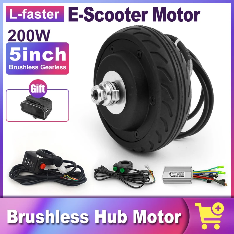 

Electric Scooter Wheel with Thumb Throttle LCD Display, Solid Tire Brushless Hub Motor, DIY, 24V, 36V, 200W, 5 in