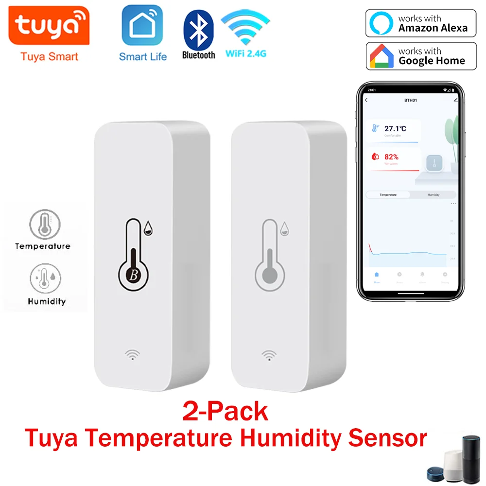 Tuya Smart WiFi Temperature Humidity Sensor Indoor Hygrometer BT-Compatible APP Remote Control Works With Alexa Google Home