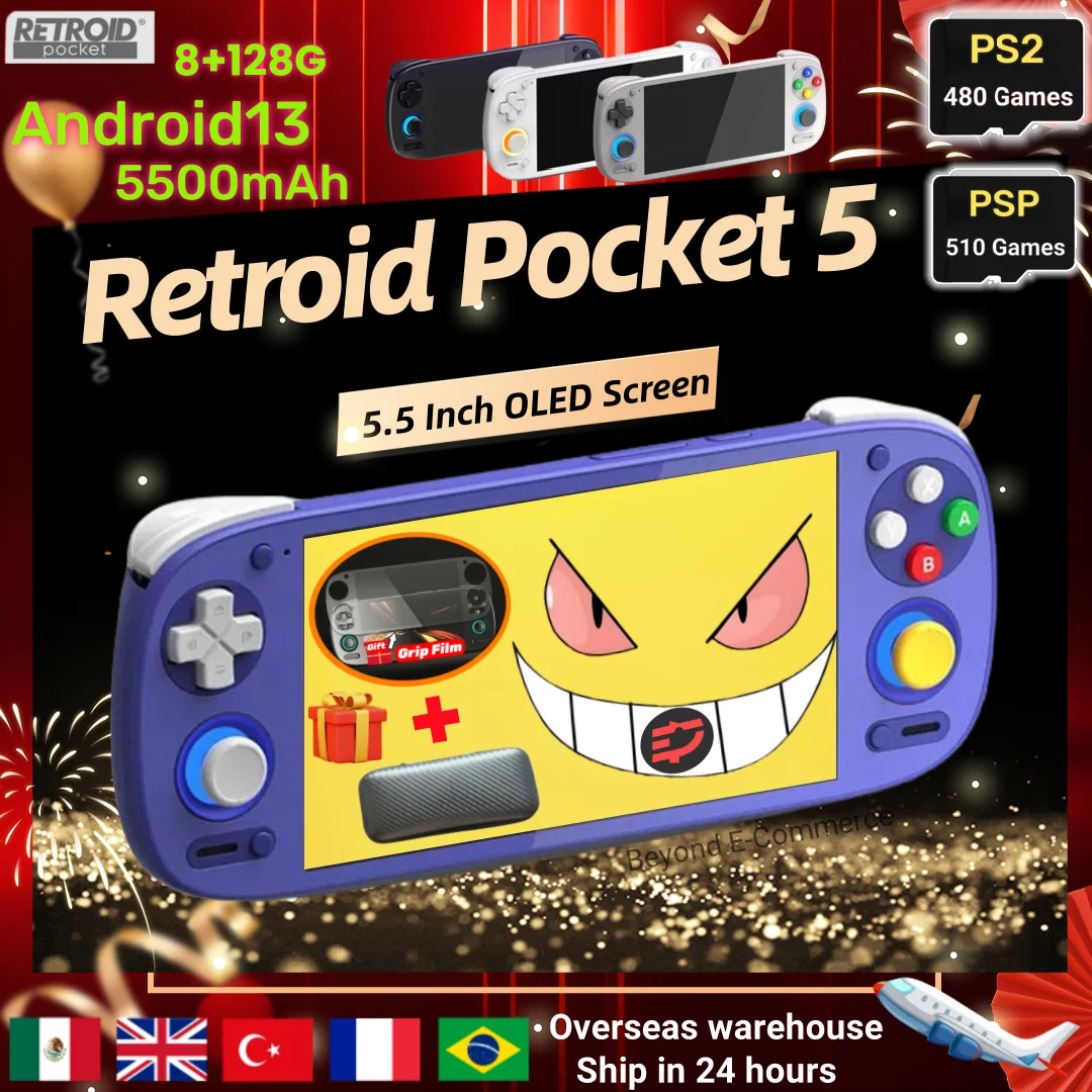 Retroid Pocket 5 RP5 レトロハンドヘルドゲームコンソールビデオ