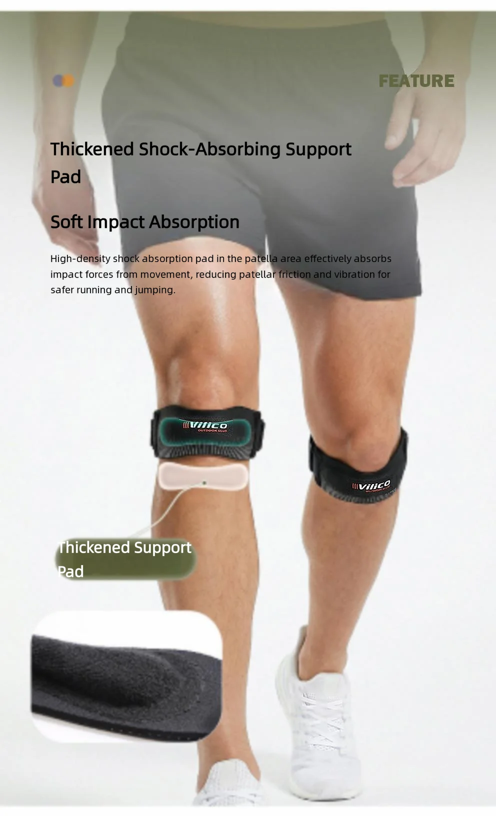 1pc VILICO Patellar Strap, Knee Protector Patellar Tendon Support Suitable for Running, Basketball, Jumper Knees, Tennis, Volley