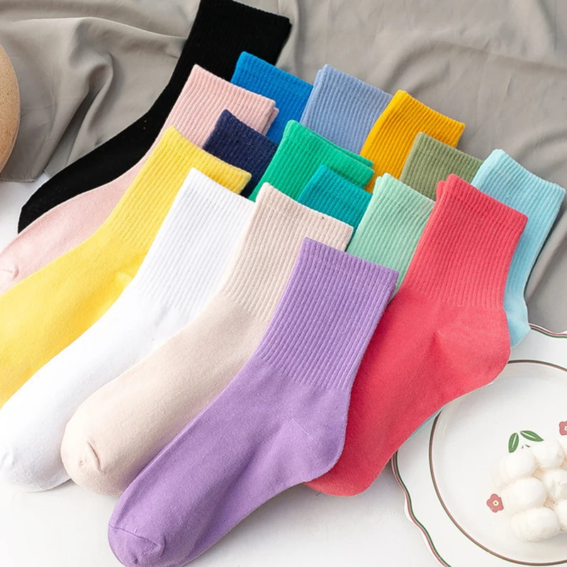 Frauen Socken 100 Baumwolle Mode Trend Einfarbig frauen Socken Reine Baumwolle Frau Socken Glücklich Mädchen Socken Kurze Crew ankle Socken