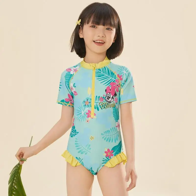 thumbnail image 1 of Traje de baño de una pieza con cremallera para niños y niñas de Disney Mickey Minnie Lotso, protección solar, entrenamiento de natación para niños, ropa deportiva de secado rápido, 1 of 4