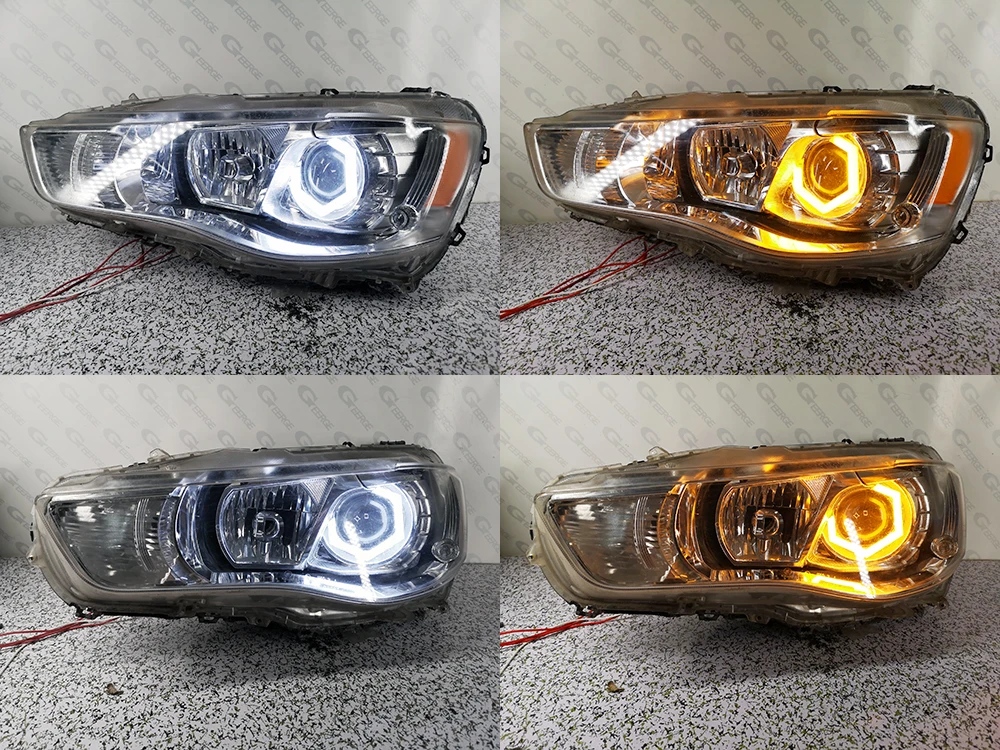 For Mitsubishi lancer 10 X EVO Hexagon Hex LED Angel Eyes