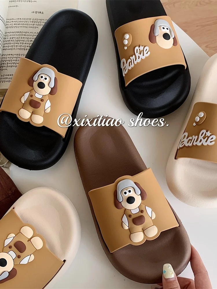 

Ins Cute Puppy Dog Flip Flops Home Slipper Women Comfortable And Anti Slip In Summer Man Thick Sole Slipper Beach Sandals