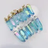 5 Pieces Aqua Blue Angel Aura Quartz Point Pendant with Silver Plated, Gold Electroplated Healing Crystal Gemstone Charm Jewelry 4
