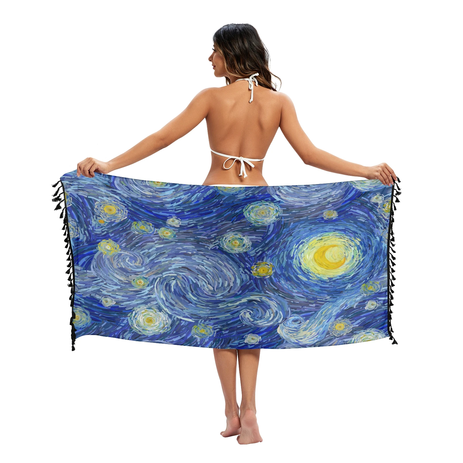 long flowy beach dress The Great Wave of Kanagawa Twill cotton Pareo Beach Cover-Ups Women  Beach Dress Bathing Swimwear Cover Up snow Sarong Scarf bathing suit bottom cover up