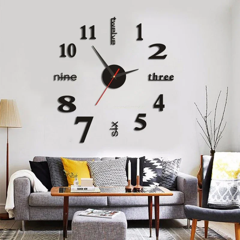 Wall Clock Modern Design 3D luminous clocks Wall Home Decor Sticker Watch Frameless For Living Room Wall Clock 대형 led 벽시계