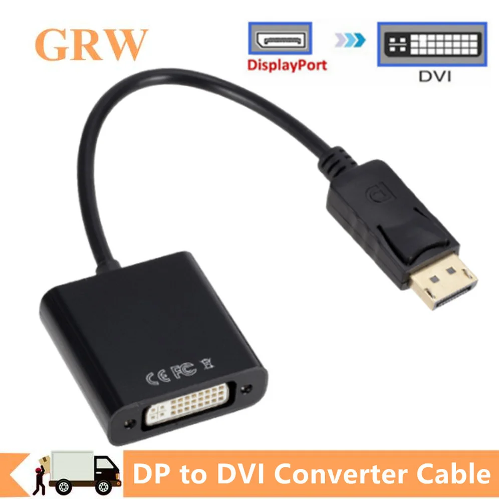 

Grwibeou DP to DVI Adapter Cable DisplayPort Display Port Male to DVI Female Converter for Laptop Computer TV Monitor Projector