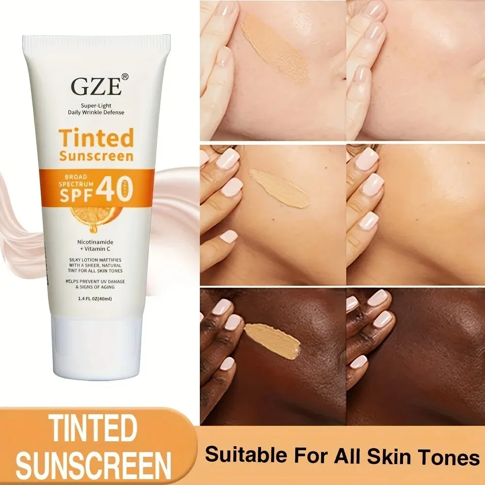 GZE Tinted Sunscreen with SPF 40 Hydrating Mineral Sunscreen With Zinc Oxide & Titanium Dioxide Sheer Tint for Healthy Glow