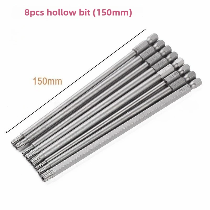  8 Stück Stern-Schraubendreher-Bit 1/4 Zoll Schaft Sechskant-Windbohrkopf 150 mm 200 mm Schraubenschlüssel Magnetischer Stern T8 T10 T15 T20 T25 T27 T30 T40 – Detail 2