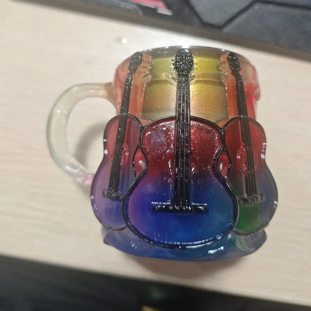 11oz Guitar Art Mug Musical Coffee Cup 3D Guitar Shaped Glass Mug Painted Collection Gifts Artistic Atmosphere For Music Lovers