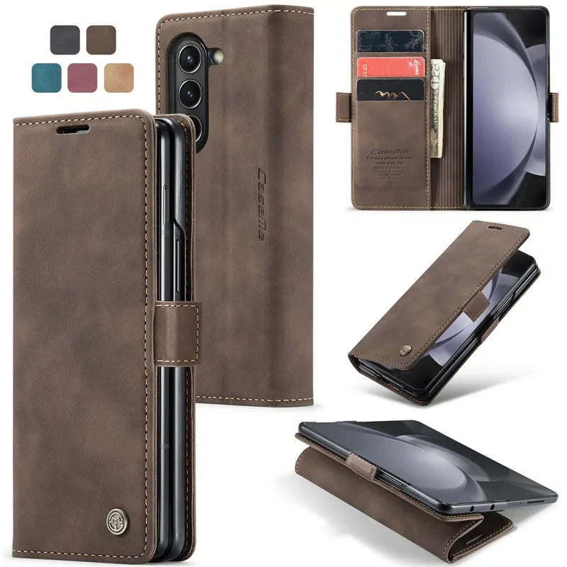 CaseMe Retro Leather Wallet Card Slot Phone Case with Shockproof Flip Stand Cover