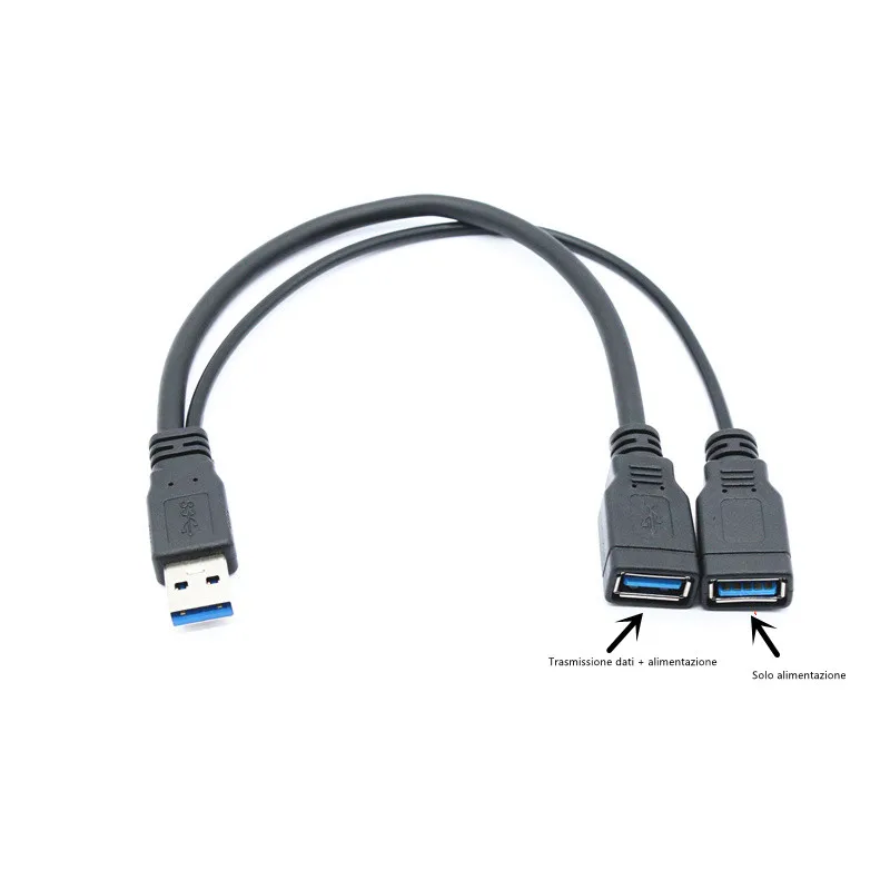 New USB 3.0 A 1 Male To 2 Dual USB Female Data Hub Power Adapter Y Splitter USB Charging Power Cable Cord Extension Cables