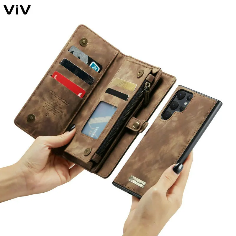

Чехол CaseMe S22 для Samsung S23 Galaxy S21 S10 9 Plus A33 A53, кожаный чехол-бумажник на молнии для Samsung S23 Ultra, чехол для телефона