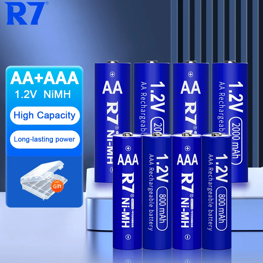 

R7 Brand 2000mAh 1.2V AA Rechargeable Batteries+800mAh 1.2V AAA Battery NI-MH AA AAA Rechargeable Battery for Camera Toy mouse