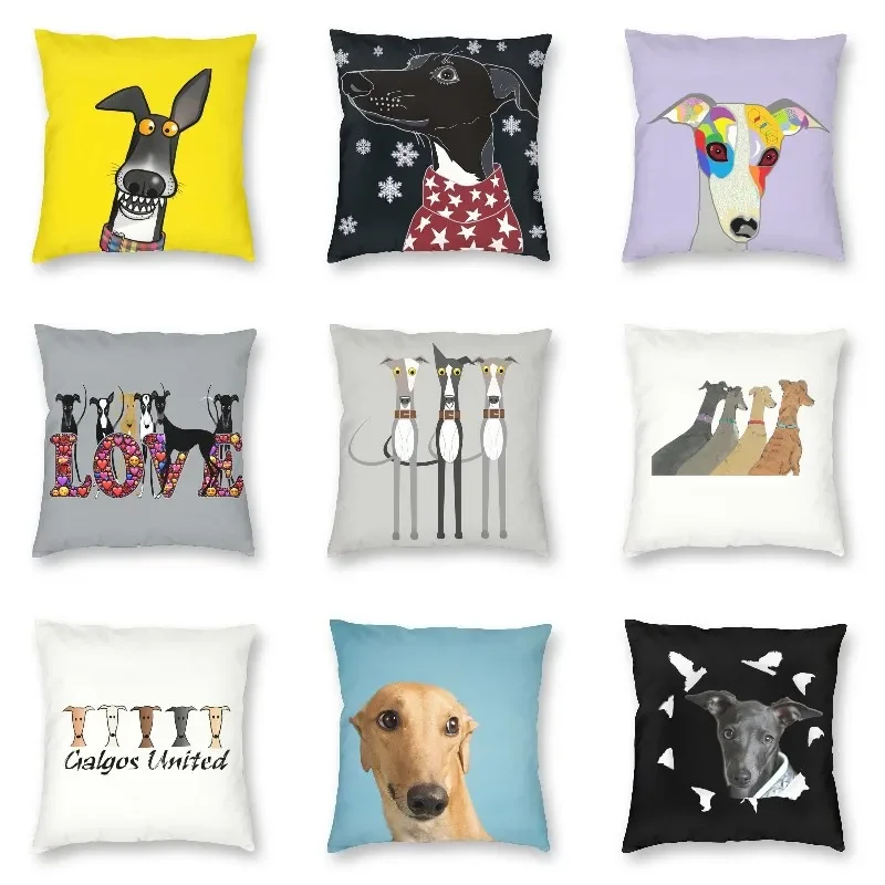 

Kawaii Greyhound Pattern Cushion Covers Sofa Decoration CartoonWhippet Sighthound Dog Square Throw Pillow Case 45x45c