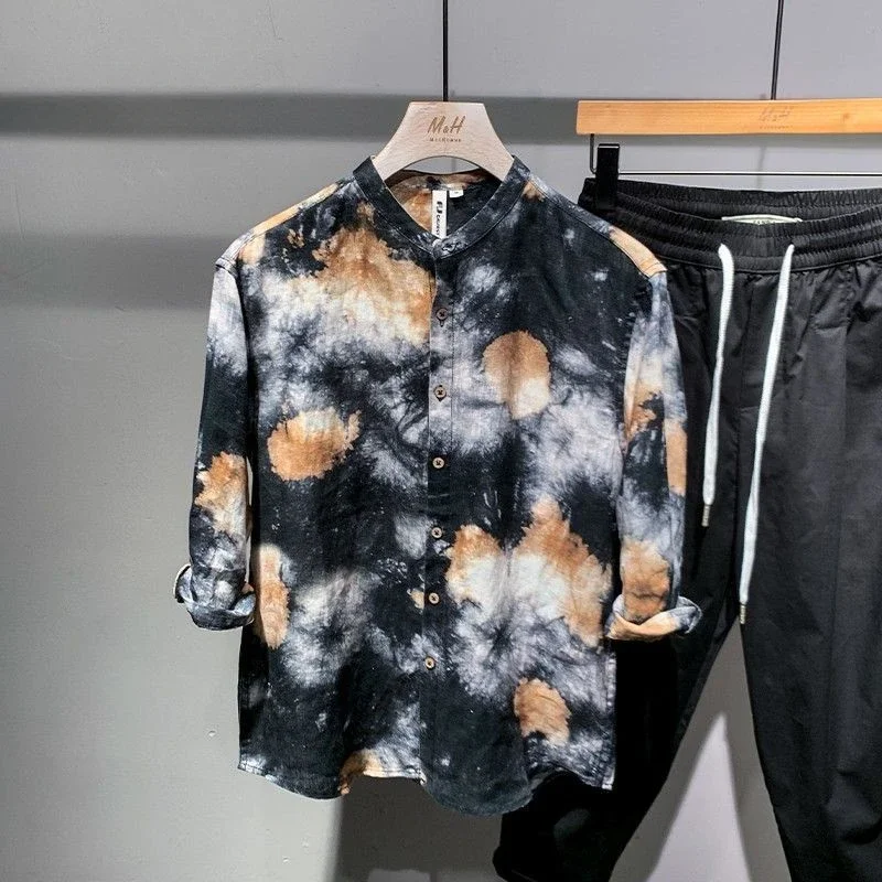 thumbnail image 1 of Camisas para hombre Camisa de hombre de media manga con estampado floral colorido Moda 2024 Venta Tops de estilo coreano social Nuevo en I Xxl, 1 of 5